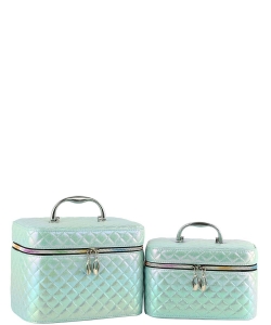 2pcs Set Quilted Mermaid Scale Cosmetic Case AN-CM-0001 PLATINUM